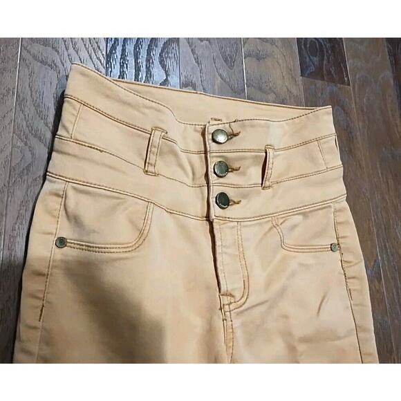 Tan Orange high waisted super skinny jeans 2 Refuge stretchy Stacked Soft Denim - Picture 2 of 4